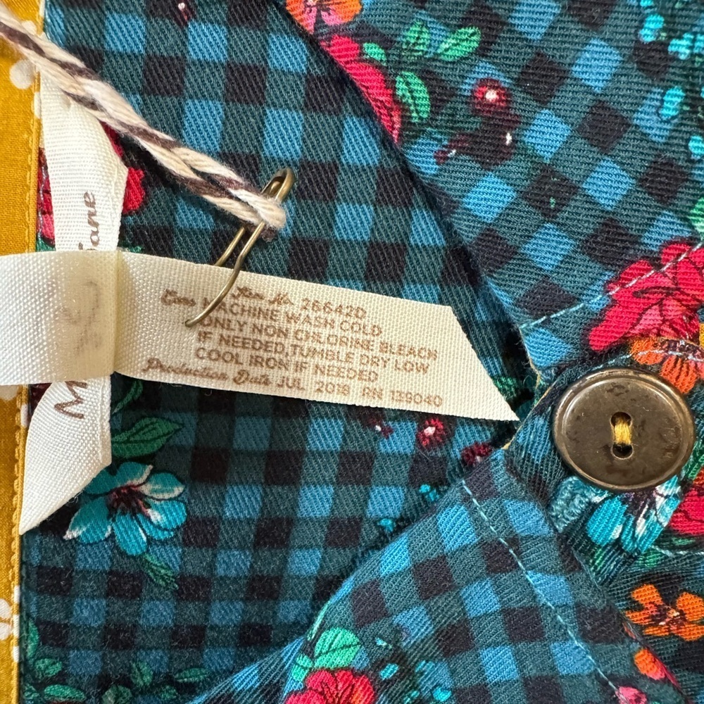 NWT! Women’s Matilda Jane blue/black checkered floral button down dress Small - Picture 6 of 6